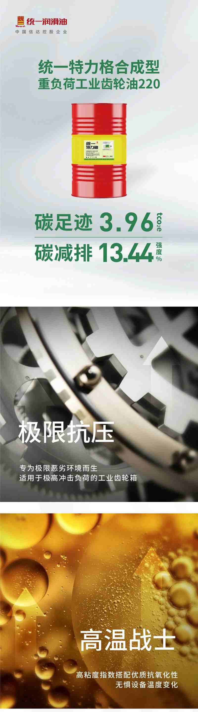 碳减排强度13.44% 统一为工业齿轮油提供绿色解决方案