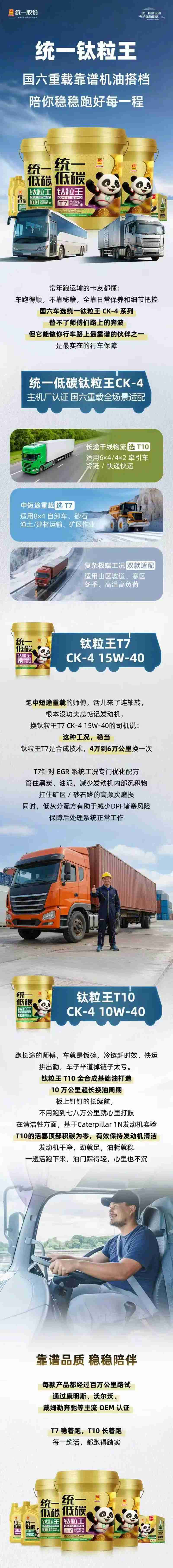统一钛粒王丨国六重载靠谱机油搭档，陪你稳稳跑好每一程
